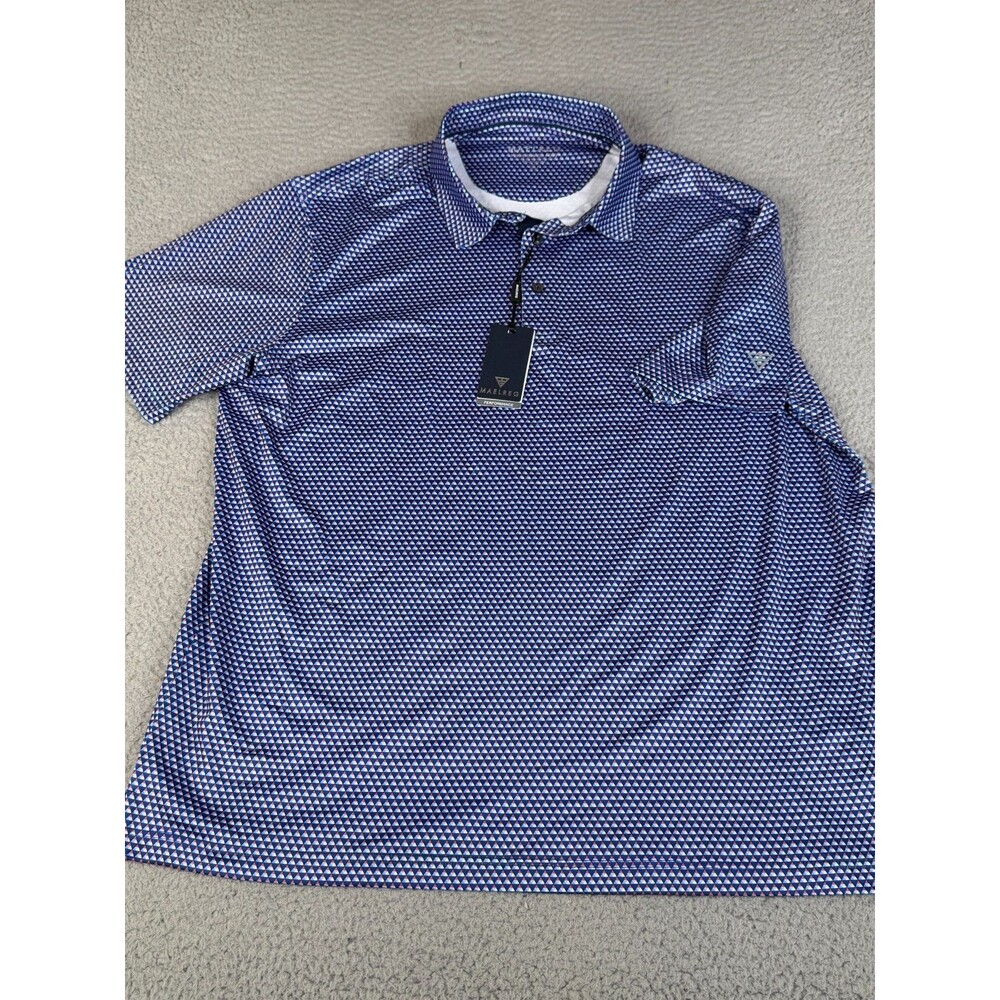 MAELREG Performance Polo Shirt Mens XL Red Blue Golf Triangle Geometric UPF 30+